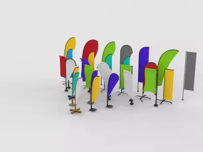  banner commercial flag 3D model