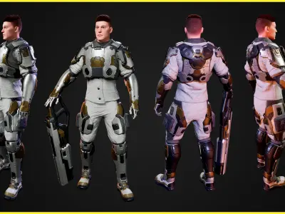 Modular Sci-fi Characters 03 Low-poly 3D model
