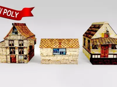 Medieval House Low-poly 3D model