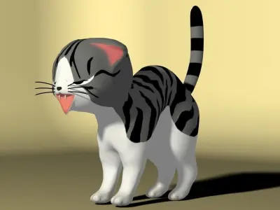 Chii scared kitten is hissing Free 3D model