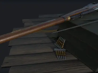 Mosin Nagant M1891-30 PBR and Game-Ready Low-poly 3D model