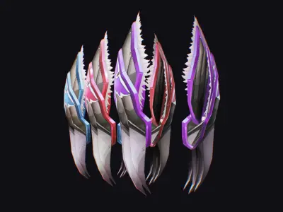 Claw Hand Glove Weapon Blade Cutting Edged Claws Wedge Low-poly 3D model