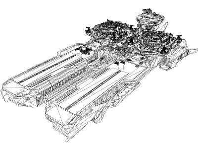 Futuristic Aircraft Base Carrier Low-poly 3D model