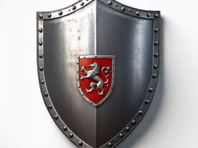 Dented Medieval Steel Shield 3D model