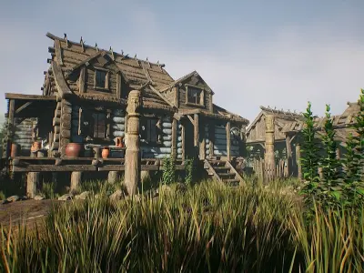  Modular Medieval Village - Unreal Project Low-poly 3D model