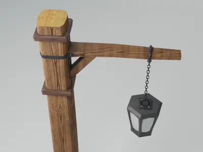 Wood pillar lamp Free low-poly 3D model