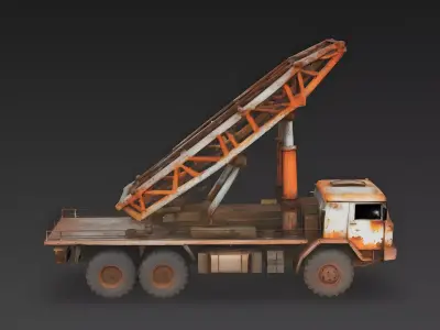 Realistic Rusty Rocket Launcher Truck 3D Model Low-poly 3D model