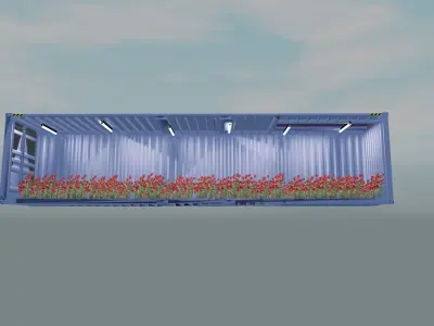 ROSE CONTAINERS WITH ENVIRONEMENT 3D model