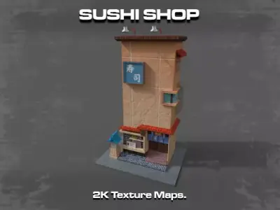 SUSHI SHOP Low-poly 3D model