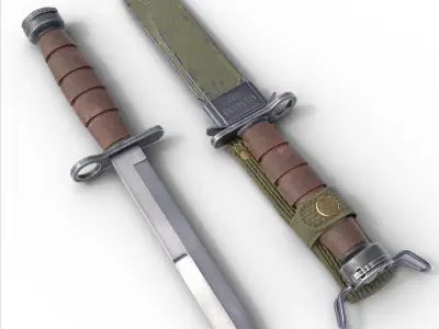 M1 carbine bayonet Low-poly 3D model