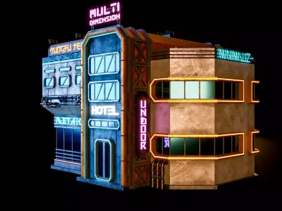 SCIFI CYBERPUNK FUTURISTIC NEON BUILDING 04 Low-poly 3D model
