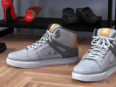 DC Casual Skate Sneakers Light Gray 3D model
