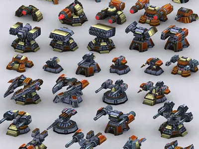 Wargear Turrets Low-poly 3D model