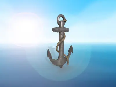 anchor karobelny and ship metal PBR game ready 2 textures Low-poly 3D model