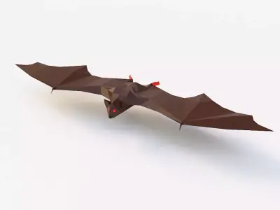 Bat low poly 3d model origami flying Low-poly 3D model