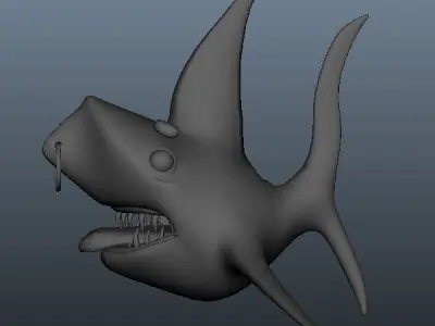 Shark cartoon 02 Low-poly 3D model