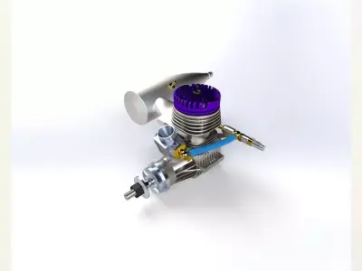 Novarossi Rex R46CR Aircraft Engine with Tuned Muffler 3D print model