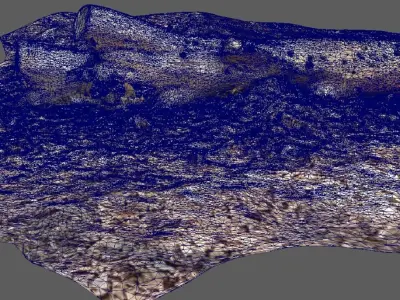 A beautiful tree log surrounded by dried leaves 3D model