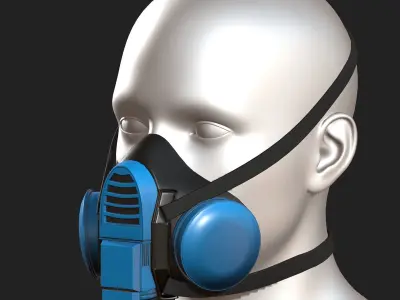 Gas mask plastic protection isolated plastic scifi  Low-poly 3D model