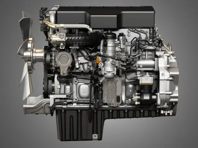  DD15 Heavy Duty Truck Engine - 6 Cylinder Diesel Engine 3D model