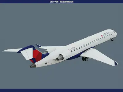 CRJ700 Delta Low-poly 3D model