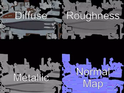 Stealth Gray Battleship model pack Low-poly 3D model