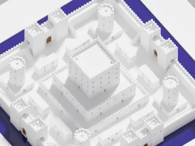 Cartoon Fantasy Medieval War Castle Low-poly 3D model