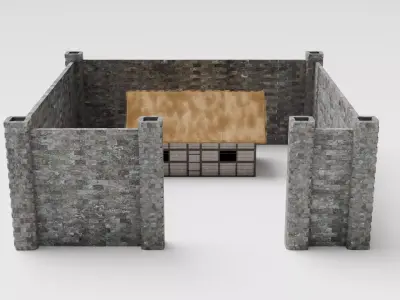 Medieval Barracks Low-poly 3D model