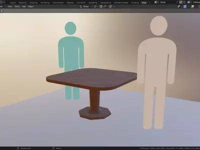 square table model High-quality low-poly  Free low-poly 3D model