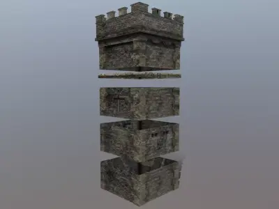 Medieval Modular Tower Builder Low-poly 3D model