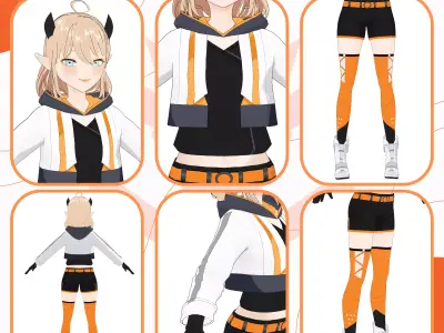 VRM SCIFI DEMON GIRL CYBERPUNK ANIME SUCCUBUS ELF VTUBER 3D model
