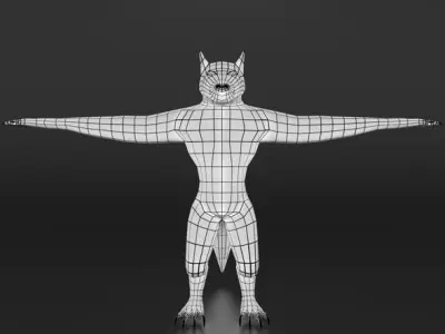 LowPoly WereWolf Base mesh Free low-poly 3D model
