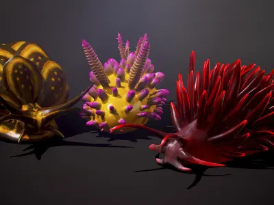 Sea Slugs Pack - Game Ready Low-poly 3D model Low-poly 3D model
