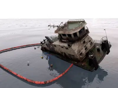 Old Push Boat 3D model