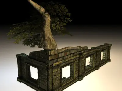 Low poly jungle ruins Low-poly 3D model