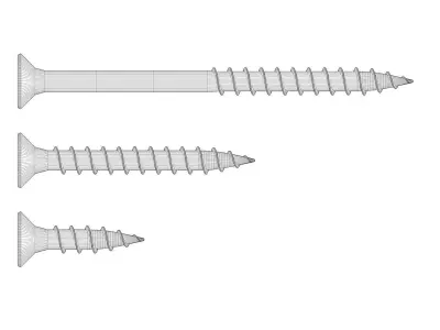 3Pcs Wood Screw lengths 16 30 50 mm Bit PZ2 3D model
