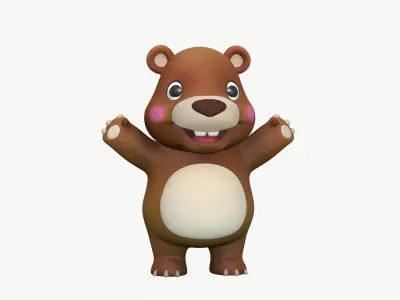 High-Quality Stylized Cartoon Bear Character 3D model