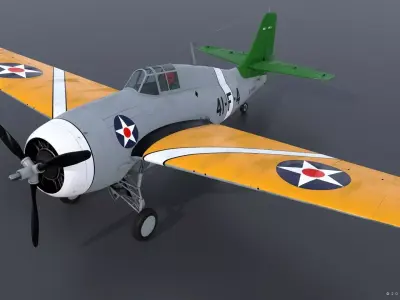 F4F-3 WILDCAT 41F4 Low-poly 3D model