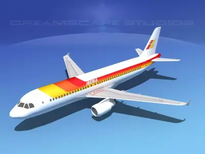 Airbus A320 LP Iberia Low-poly 3D model