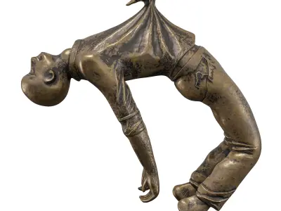 Dynamic Dancing Figure with Bird Sculpture 3D model