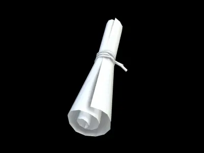 Scroll paper Low-poly 3D model