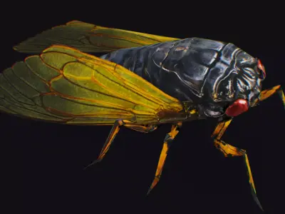 Cicada Insect Realistic Asian Bug Lowpoly Animated Low-poly 3D model