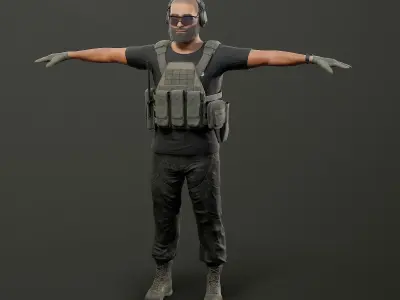 Modular PMC Character Low-poly 3D model