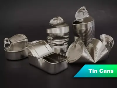 Opened Tin Can Set  3D model