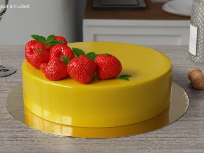 Berry Fruit Cake with Mirror Coating 3D model