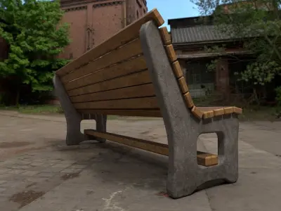 park bench with pbr texture sets Low-poly 3D model