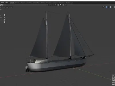 cargo sailing ship 3D model