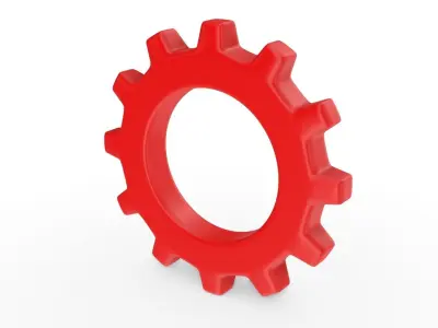 Red Gear Low-poly 3D model