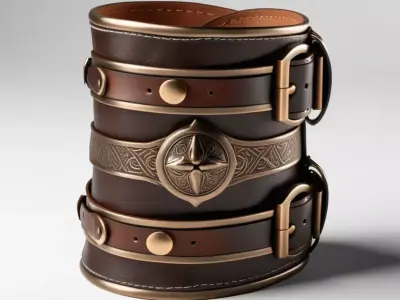 Ornate Fantasy Leather Bracer 3D model