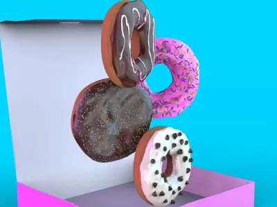 Donut Box 3D Model High Quality CGI Asset 3D model